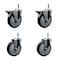 Service Caster 5'' Black Poly Wheel Swivel 7/16'' Grip Ring Stem Caster Set 2 Brakes, 4PK SCC-GR20S514-PPUB-BLK-PLB-716138-2S2 - alternate 1